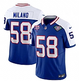 Men & Women & Youth Buffalo Bills #58 Matt Milano Blue White 2023 F.U.S.E. 75th Anniversary Throwback Vapor Untouchable Limited Football Stitched Jersey,baseball caps,new era cap wholesale,wholesale hats
